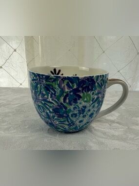 Lilly Pulitzer Blue & Green Floral Ceramic Mug